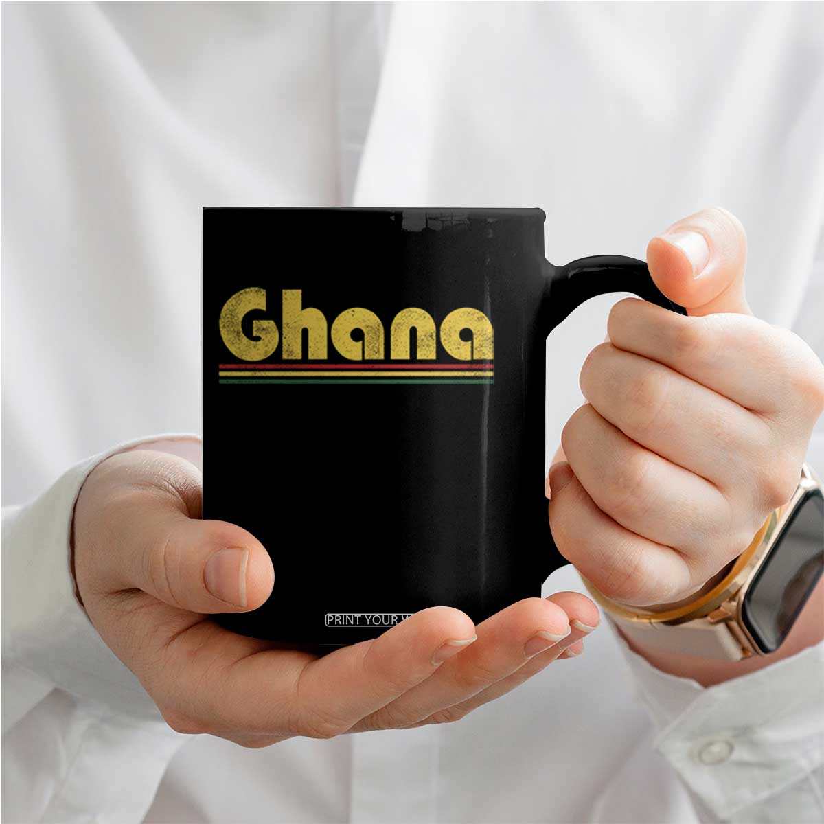 Vintage Ghana Coffee Mug Retro Stripe Flag Pride Ghanaian Heritage African Roots