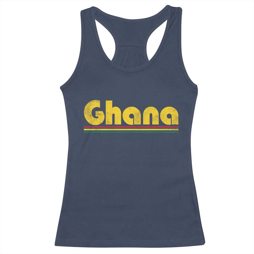 Vintage Ghana Racerback Tank Top Retro Stripe Flag Pride Ghanaian Heritage African Roots