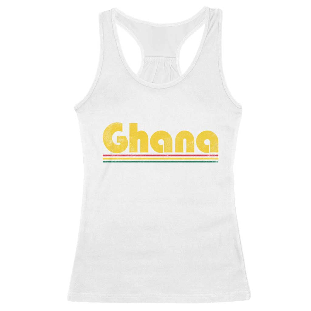 Vintage Ghana Racerback Tank Top Retro Stripe Flag Pride Ghanaian Heritage African Roots