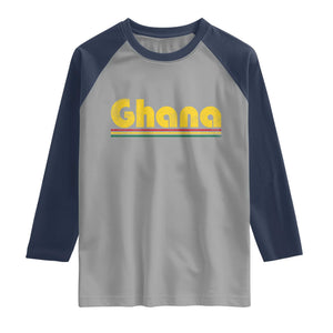 Vintage Ghana Raglan Shirt Retro Stripe Flag Pride Ghanaian Heritage African Roots