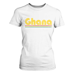 Vintage Ghana T Shirt For Women Retro Stripe Flag Pride Ghanaian Heritage African Roots