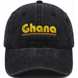 Vintage Ghana Washed Cotton Baseball Cap Retro Stripe Flag Pride Ghanaian Heritage African Roots