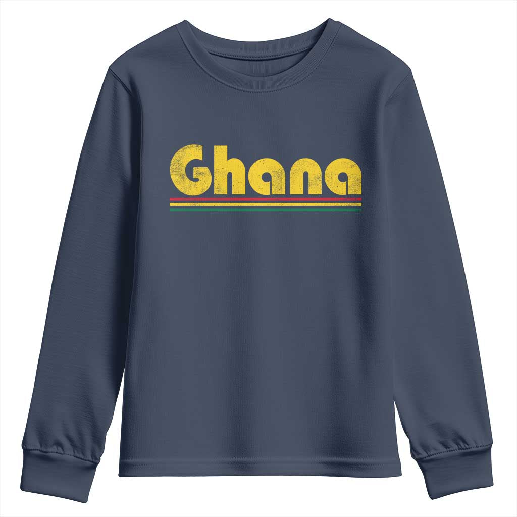 Vintage Ghana Youth Sweatshirt Retro Stripe Flag Pride Ghanaian Heritage African Roots