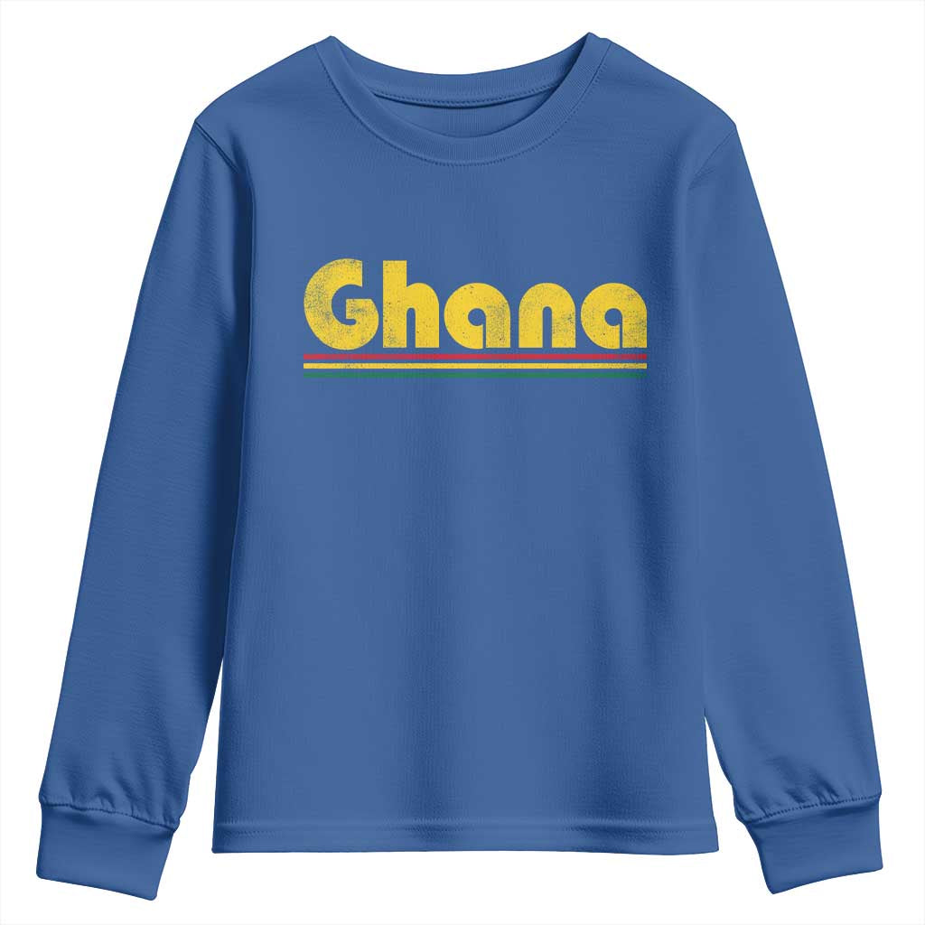 Vintage Ghana Youth Sweatshirt Retro Stripe Flag Pride Ghanaian Heritage African Roots