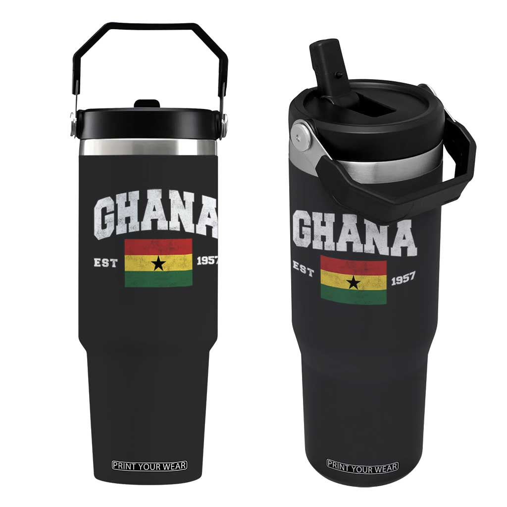 Ghana Est 1957 Ghanaian Flag Independence Day Flip Straw Tumbler Ghanaian Heritage Pride