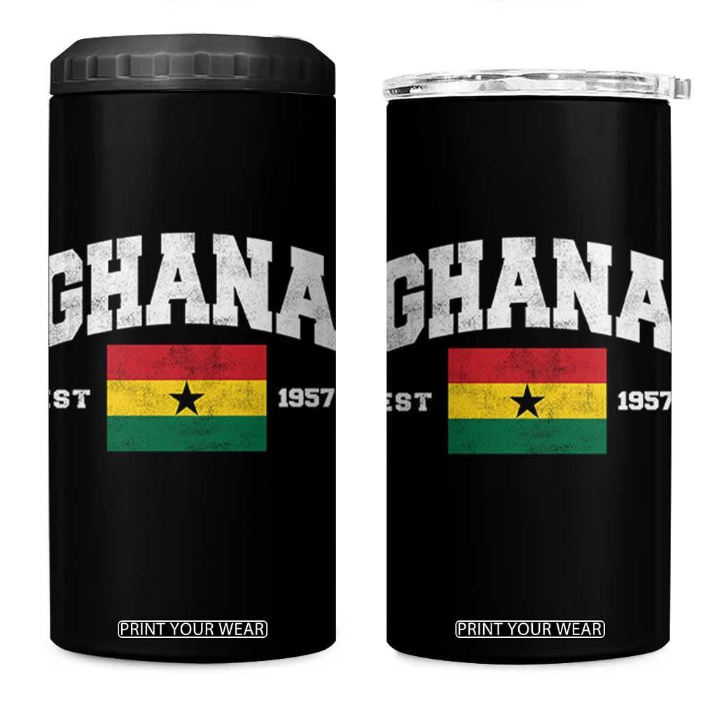 Ghana Est 1957 Ghanaian Flag Independence Day 4 in 1 Can Cooler Tumbler Ghanaian Heritage Pride