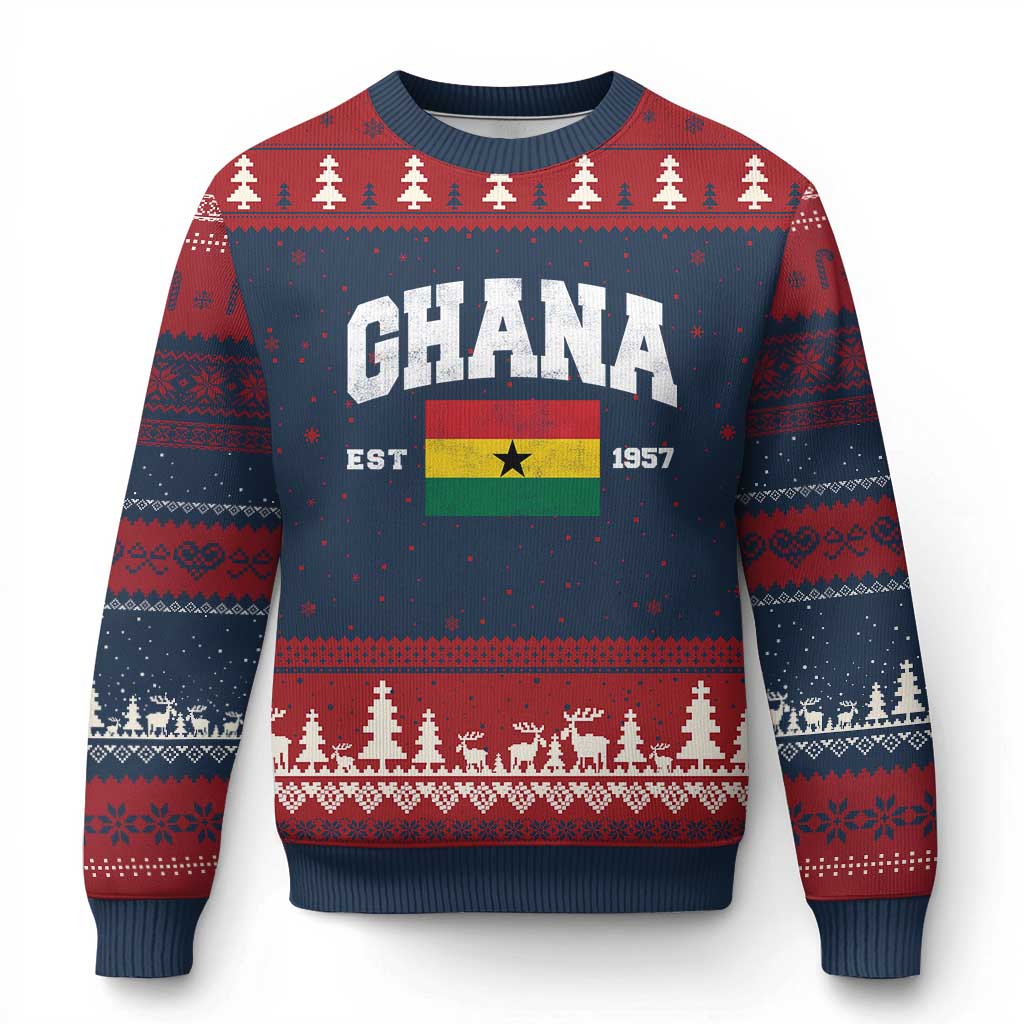 Ghana Est 1957 Ghanaian Flag Independence Day Ugly Christmas Sweater Ghanaian Heritage Pride