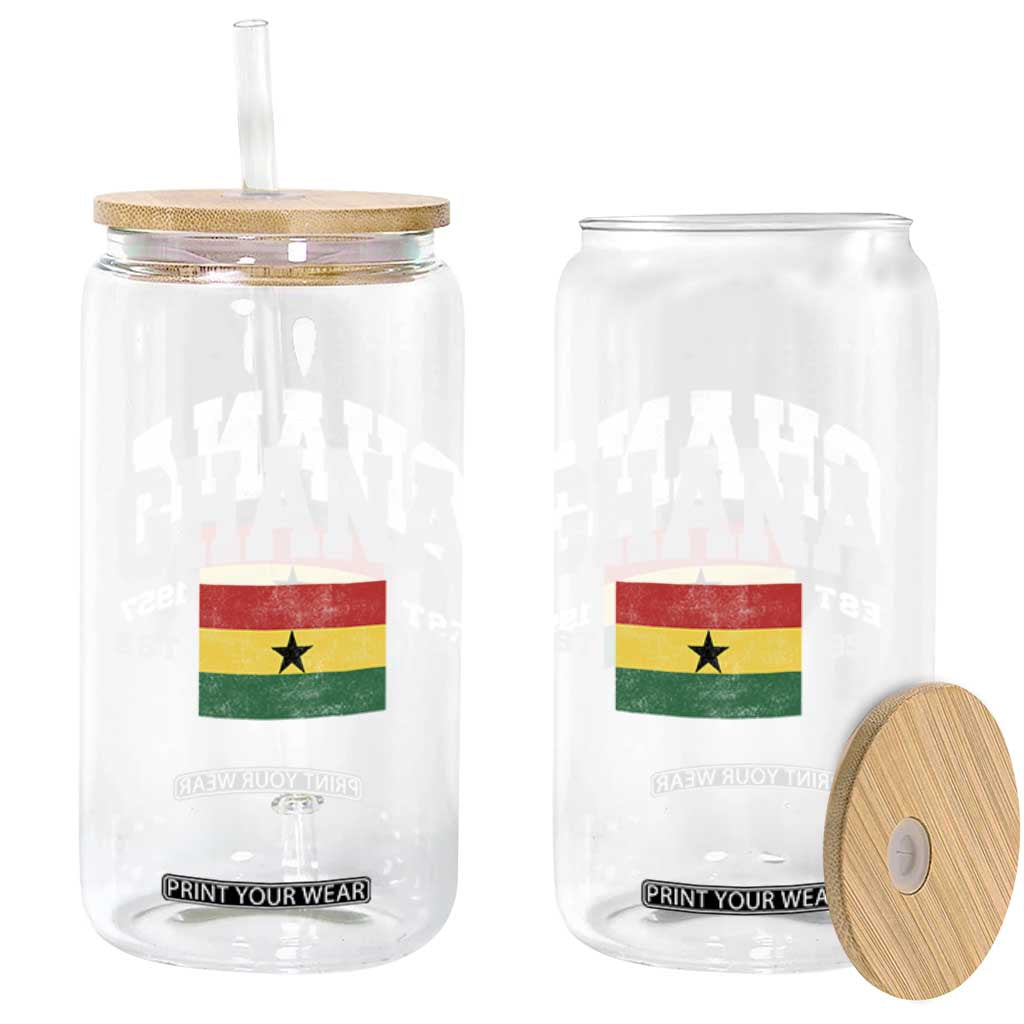 Ghana Est 1957 Ghanaian Flag Independence Day Glass Can Ghanaian Heritage Pride