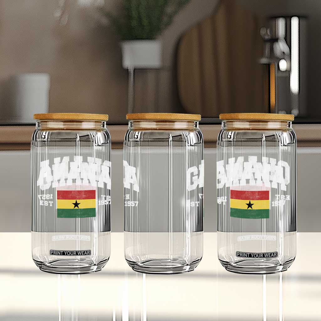 Ghana Est 1957 Ghanaian Flag Independence Day Glass Can Ghanaian Heritage Pride