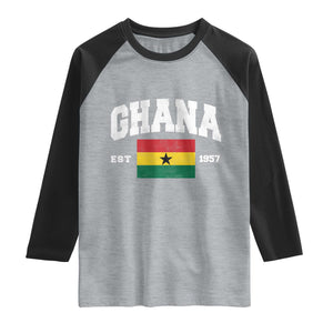 Ghana Est 1957 Ghanaian Flag Independence Day Raglan Shirt Ghanaian Heritage Pride