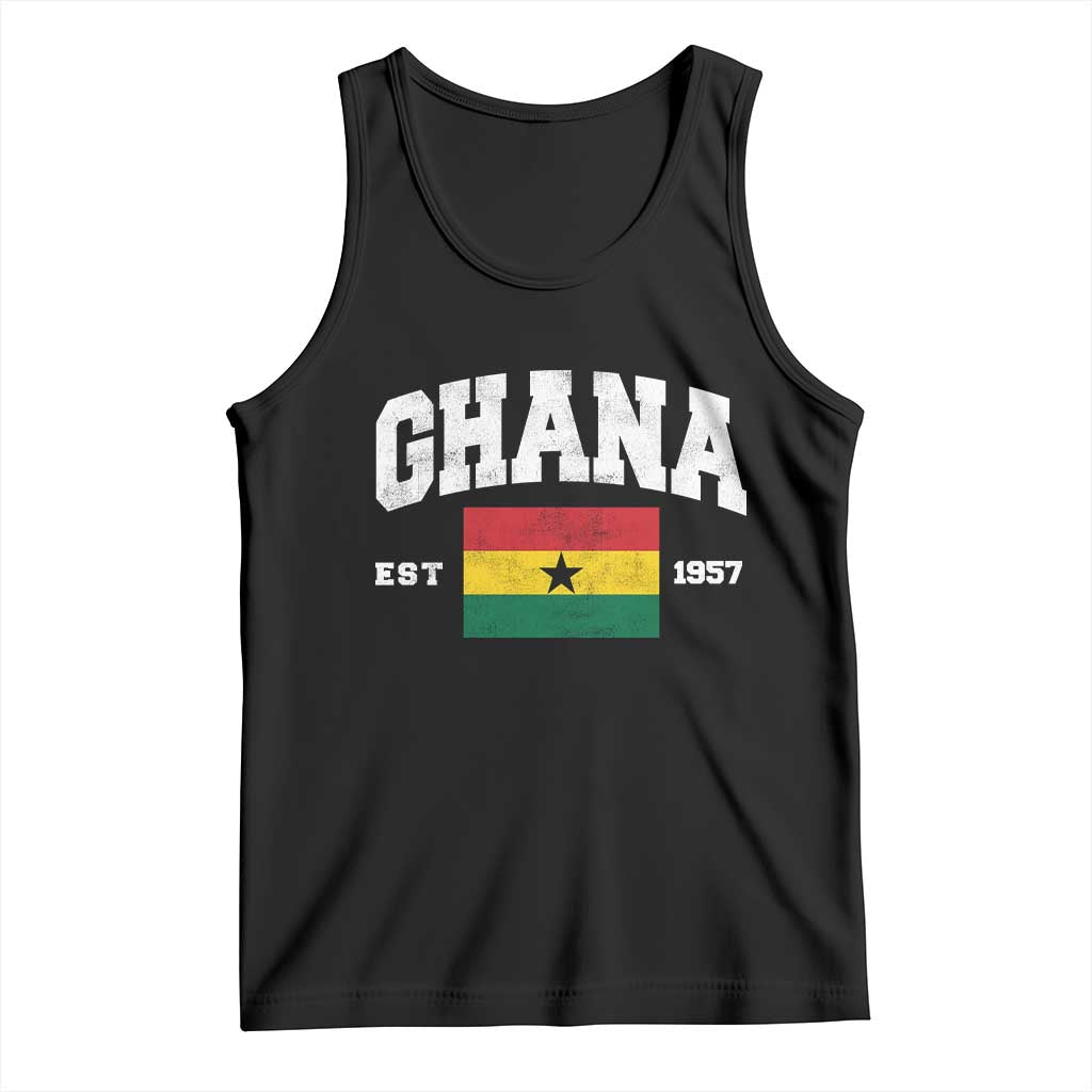 Ghana Est 1957 Ghanaian Flag Independence Day Tank Top Ghanaian Heritage Pride TS10 Black Print Your Wear