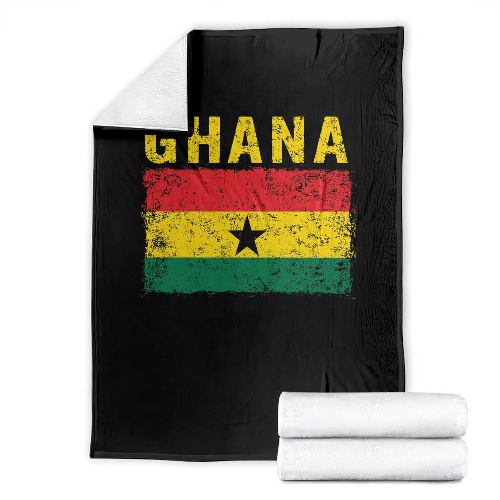 Vintage Ghana Flag Distressed Design Throw Blanket Proud Ghanaian Heritage African Pride