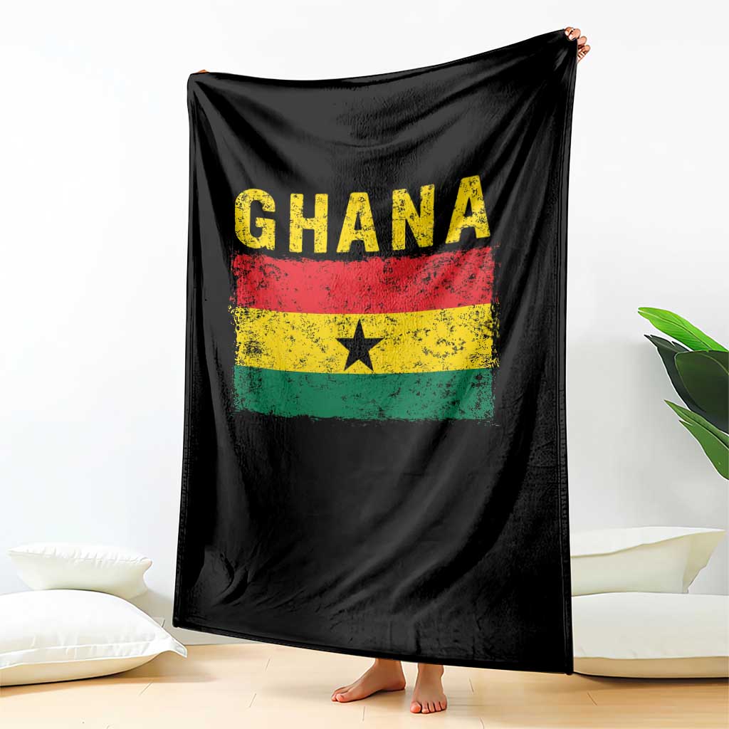Vintage Ghana Flag Distressed Design Throw Blanket Proud Ghanaian Heritage African Pride