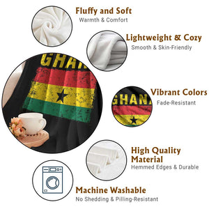 Vintage Ghana Flag Distressed Design Throw Blanket Proud Ghanaian Heritage African Pride