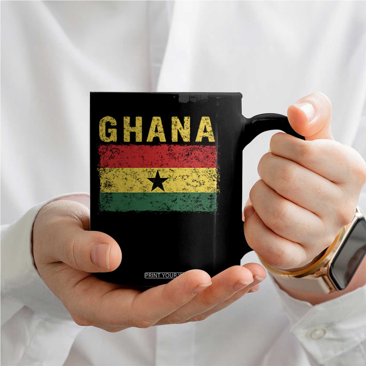 Vintage Ghana Flag Distressed Design Coffee Mug Proud Ghanaian Heritage African Pride