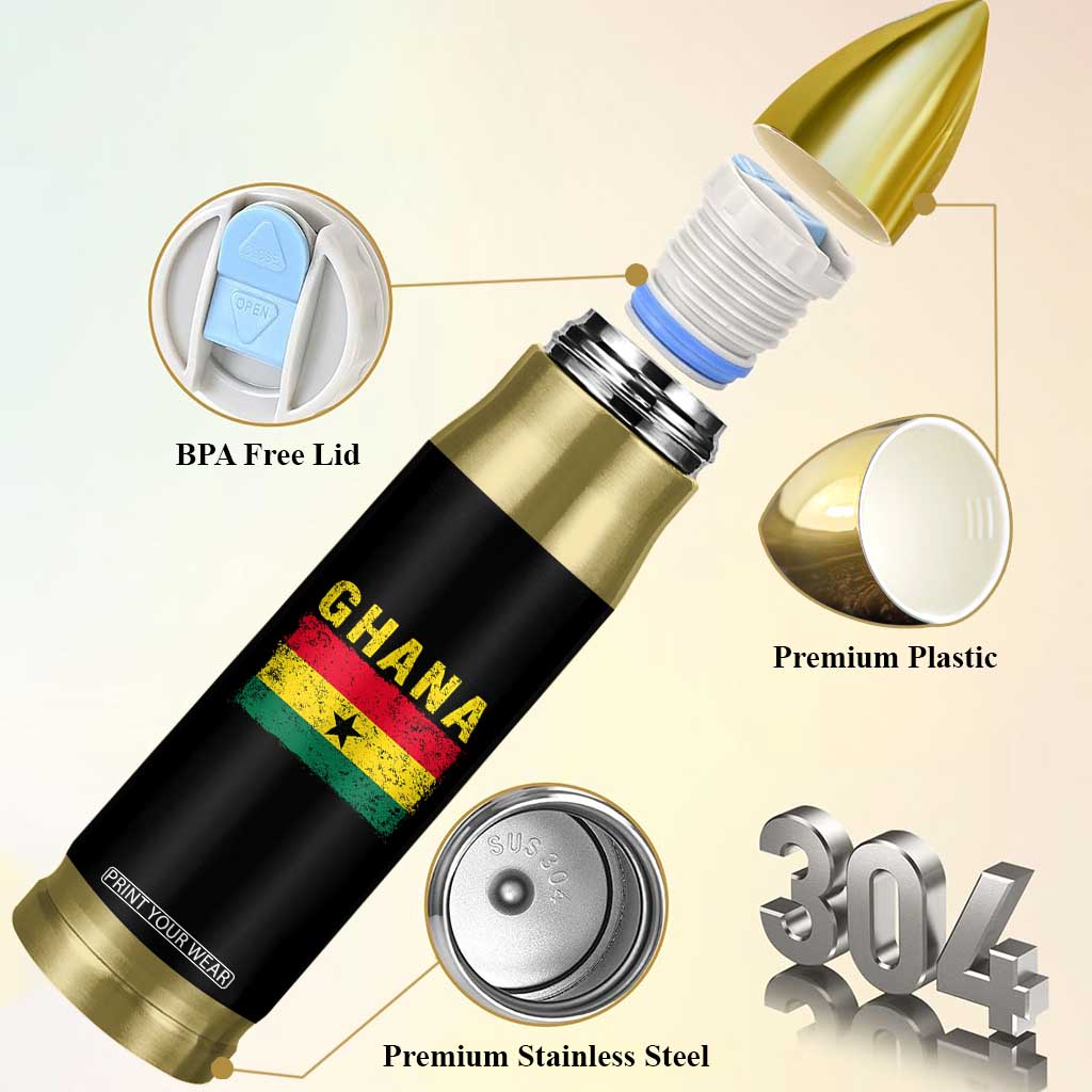 Vintage Ghana Flag Distressed Design Bullet Tumbler Proud Ghanaian Heritage African Pride