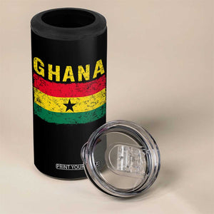 Vintage Ghana Flag Distressed Design 4 in 1 Can Cooler Tumbler Proud Ghanaian Heritage African Pride