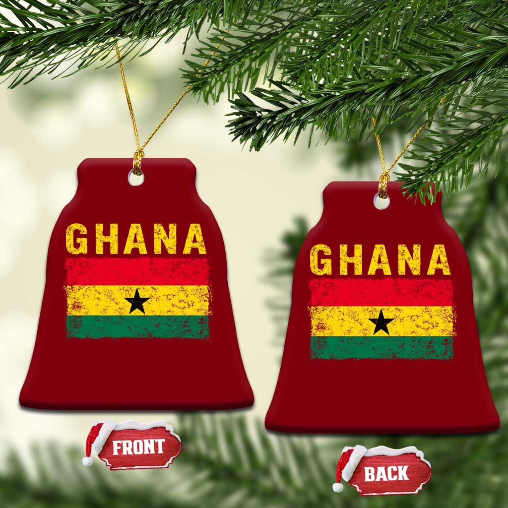 Vintage Ghana Flag Distressed Design Ceramic Ornament Proud Ghanaian Heritage African Pride