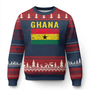 Vintage Ghana Flag Distressed Design Ugly Christmas Sweater Proud Ghanaian Heritage African Pride