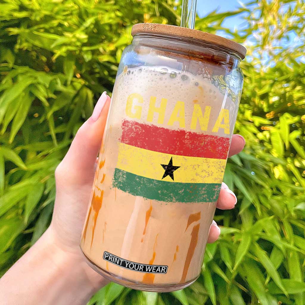 Vintage Ghana Flag Distressed Design Glass Can Proud Ghanaian Heritage African Pride