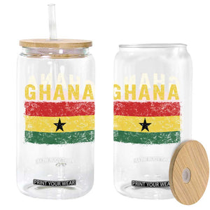 Vintage Ghana Flag Distressed Design Glass Can Proud Ghanaian Heritage African Pride