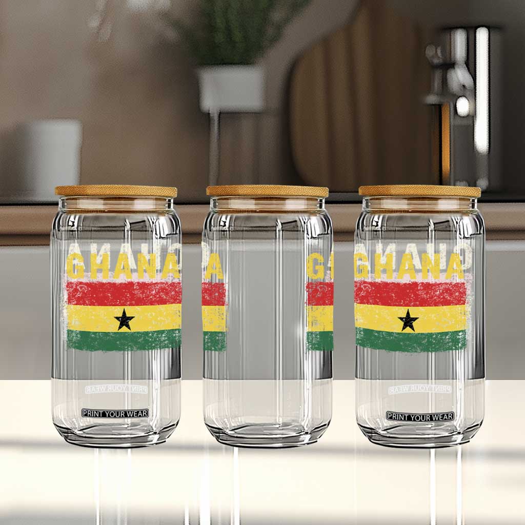 Vintage Ghana Flag Distressed Design Glass Can Proud Ghanaian Heritage African Pride