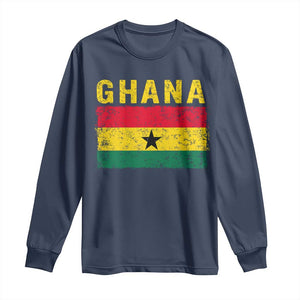 Vintage Ghana Flag Distressed Design Long Sleeve Shirt Proud Ghanaian Heritage African Pride