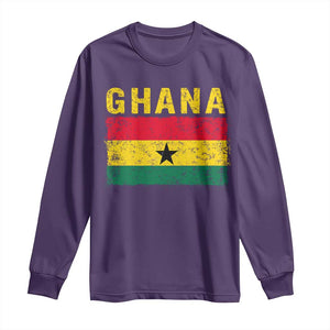 Vintage Ghana Flag Distressed Design Long Sleeve Shirt Proud Ghanaian Heritage African Pride