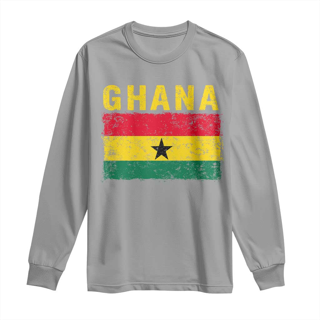 Vintage Ghana Flag Distressed Design Long Sleeve Shirt Proud Ghanaian Heritage African Pride