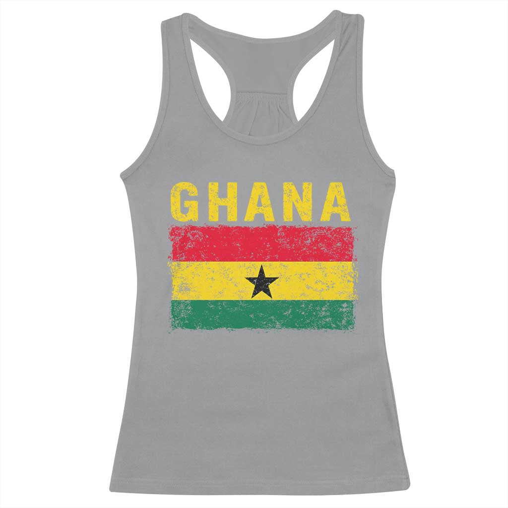 Vintage Ghana Flag Distressed Design Racerback Tank Top Proud Ghanaian Heritage African Pride