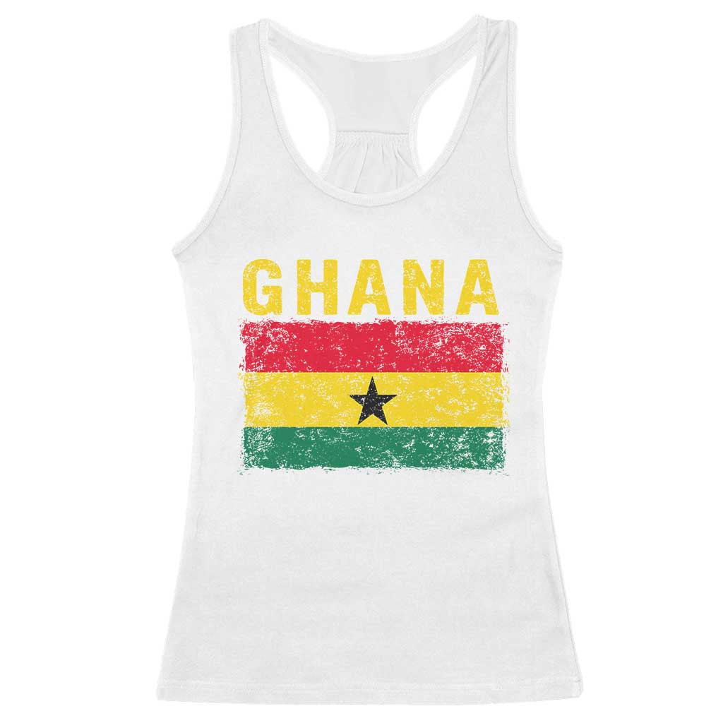 Vintage Ghana Flag Distressed Design Racerback Tank Top Proud Ghanaian Heritage African Pride