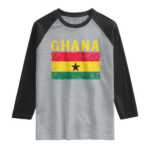 Vintage Ghana Flag Distressed Design Raglan Shirt Proud Ghanaian Heritage African Pride