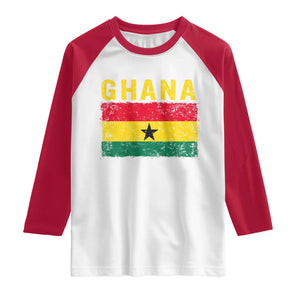 Vintage Ghana Flag Distressed Design Raglan Shirt Proud Ghanaian Heritage African Pride
