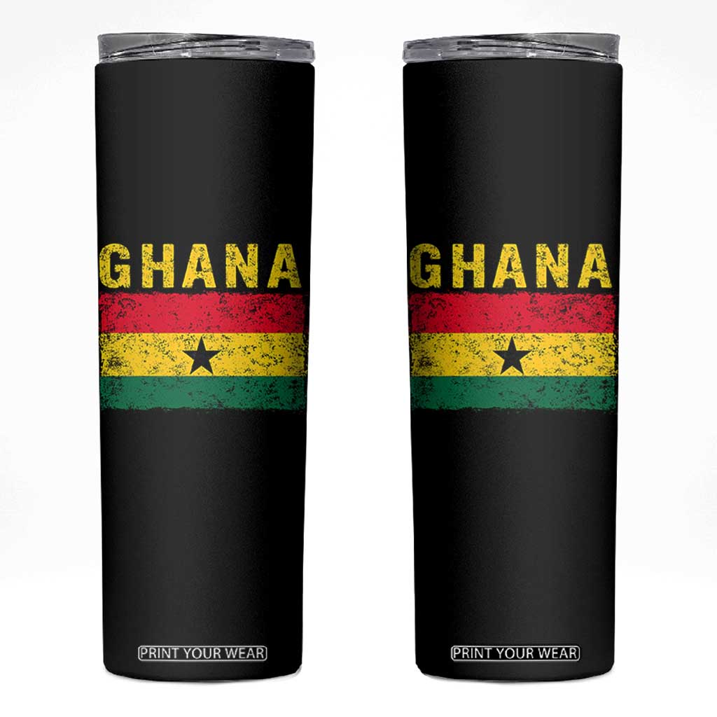 Vintage Ghana Flag Distressed Design Skinny Tumbler Proud Ghanaian Heritage African Pride
