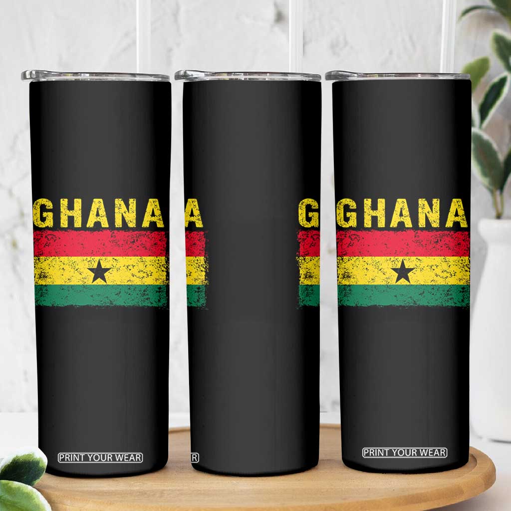 Vintage Ghana Flag Distressed Design Skinny Tumbler Proud Ghanaian Heritage African Pride