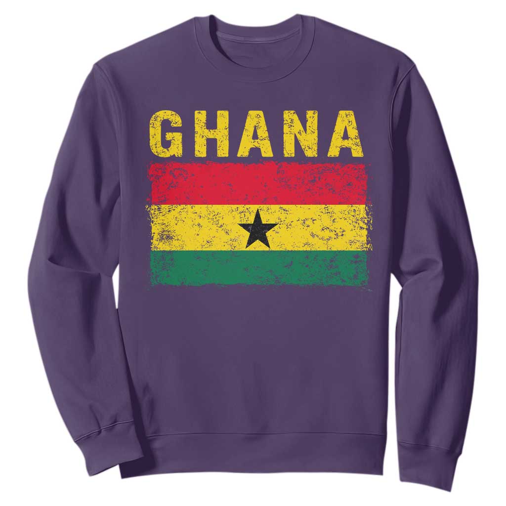 Vintage Ghana Flag Distressed Design Sweatshirt Proud Ghanaian Heritage African Pride