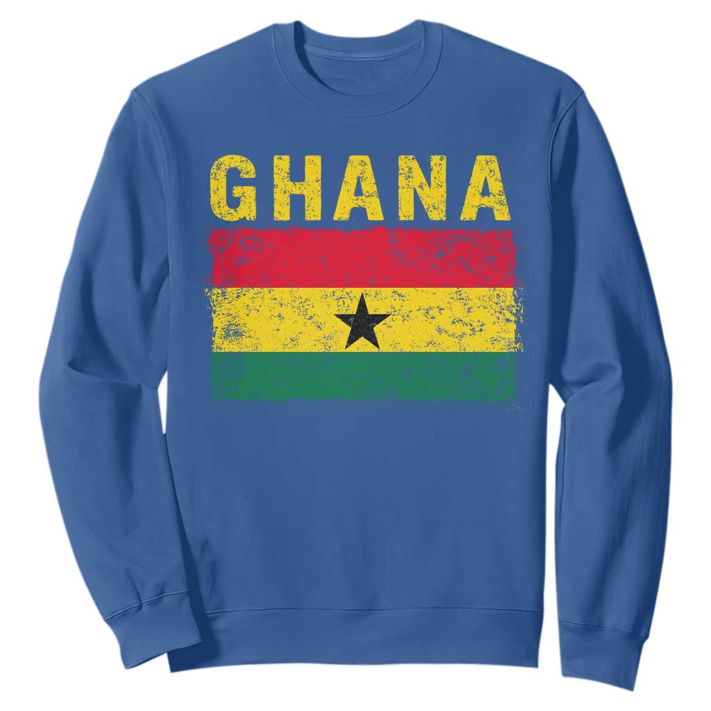 Vintage Ghana Flag Distressed Design Sweatshirt Proud Ghanaian Heritage African Pride