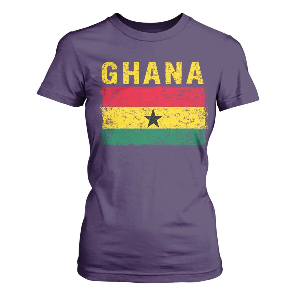 Vintage Ghana Flag Distressed Design T Shirt For Women Proud Ghanaian Heritage African Pride
