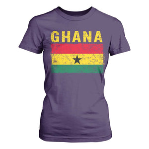Vintage Ghana Flag Distressed Design T Shirt For Women Proud Ghanaian Heritage African Pride