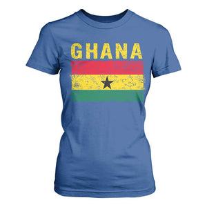 Vintage Ghana Flag Distressed Design T Shirt For Women Proud Ghanaian Heritage African Pride