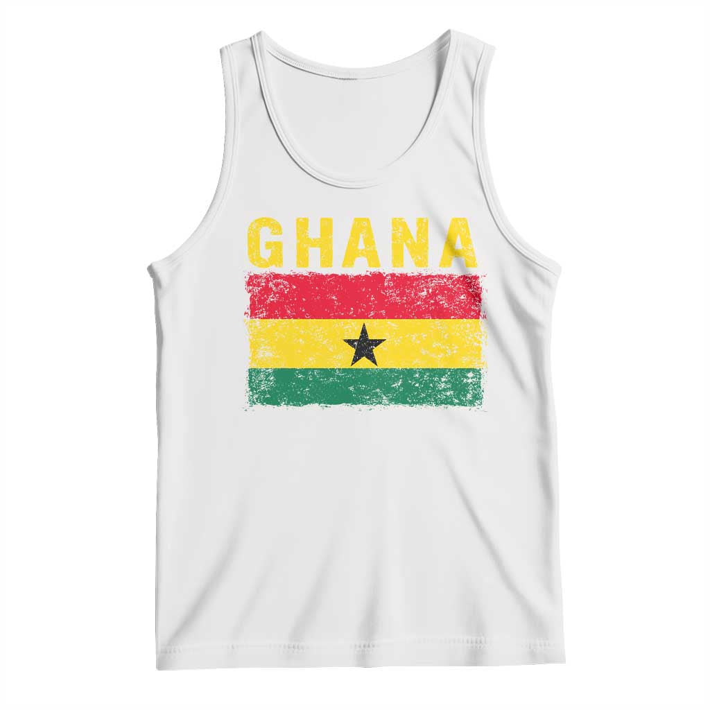 Vintage Ghana Flag Distressed Design Tank Top Proud Ghanaian Heritage African Pride TS10 White Print Your Wear