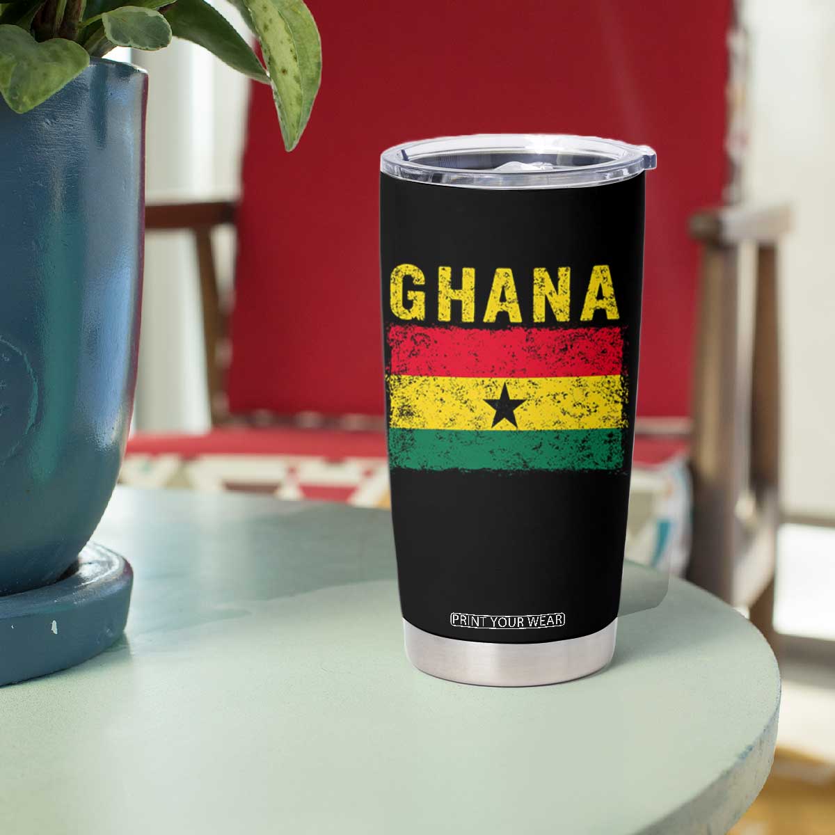 Vintage Ghana Flag Distressed Design Tumbler Cup Proud Ghanaian Heritage African Pride
