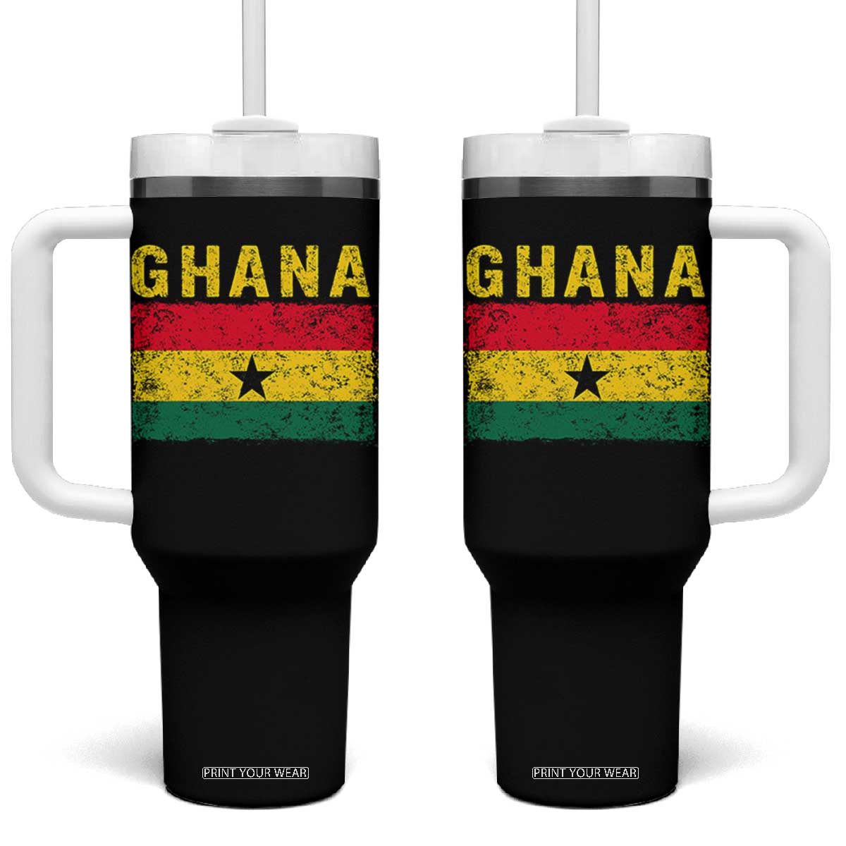 Vintage Ghana Flag Distressed Design Tumbler With Handle Proud Ghanaian Heritage African Pride