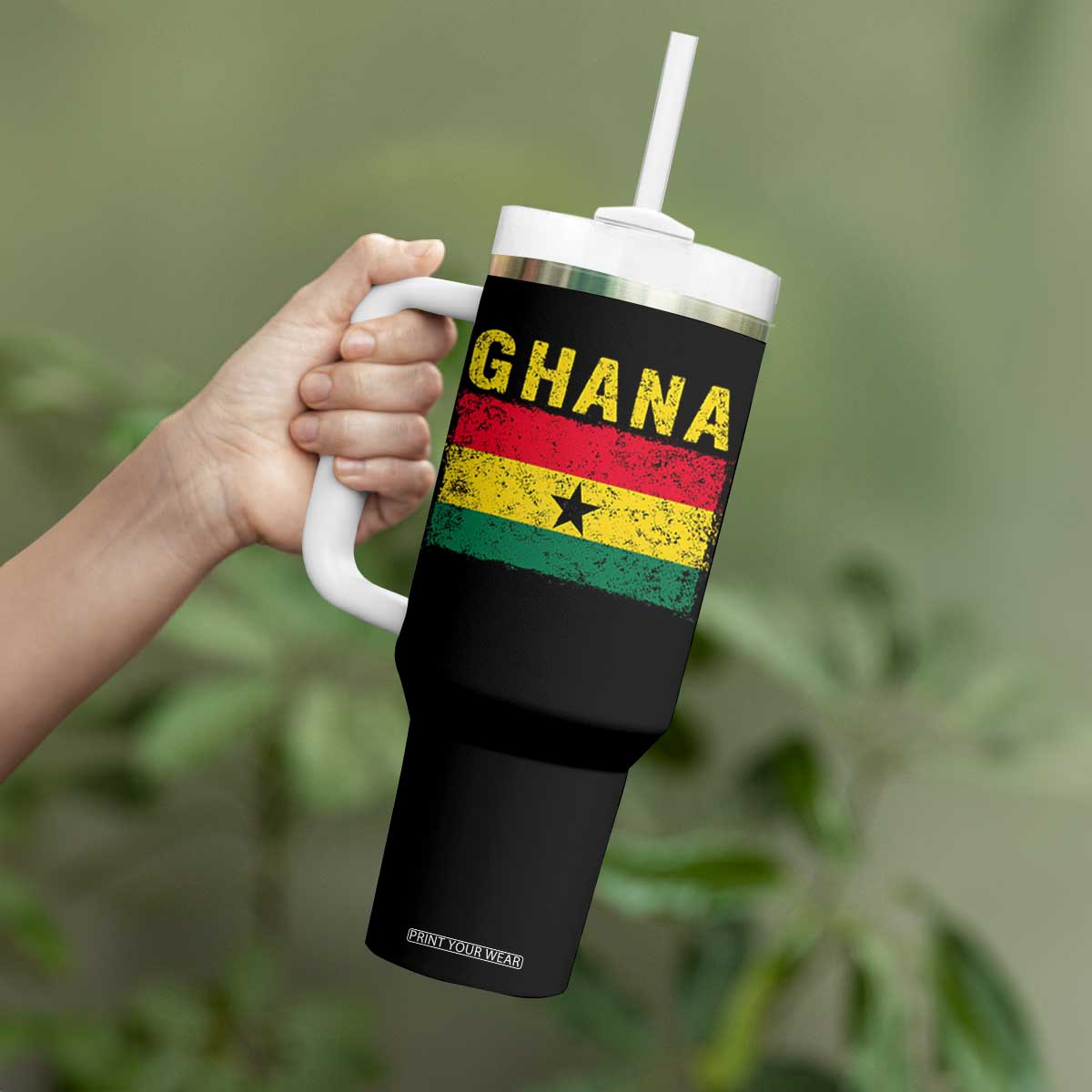 Vintage Ghana Flag Distressed Design Tumbler With Handle Proud Ghanaian Heritage African Pride