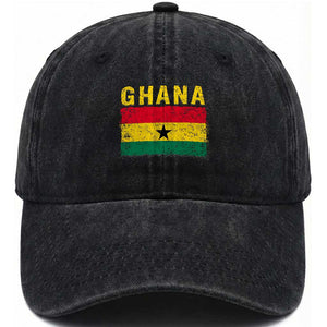 Vintage Ghana Flag Distressed Design Washed Cotton Baseball Cap Proud Ghanaian Heritage African Pride