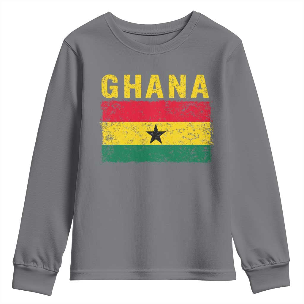 Vintage Ghana Flag Distressed Design Youth Sweatshirt Proud Ghanaian Heritage African Pride