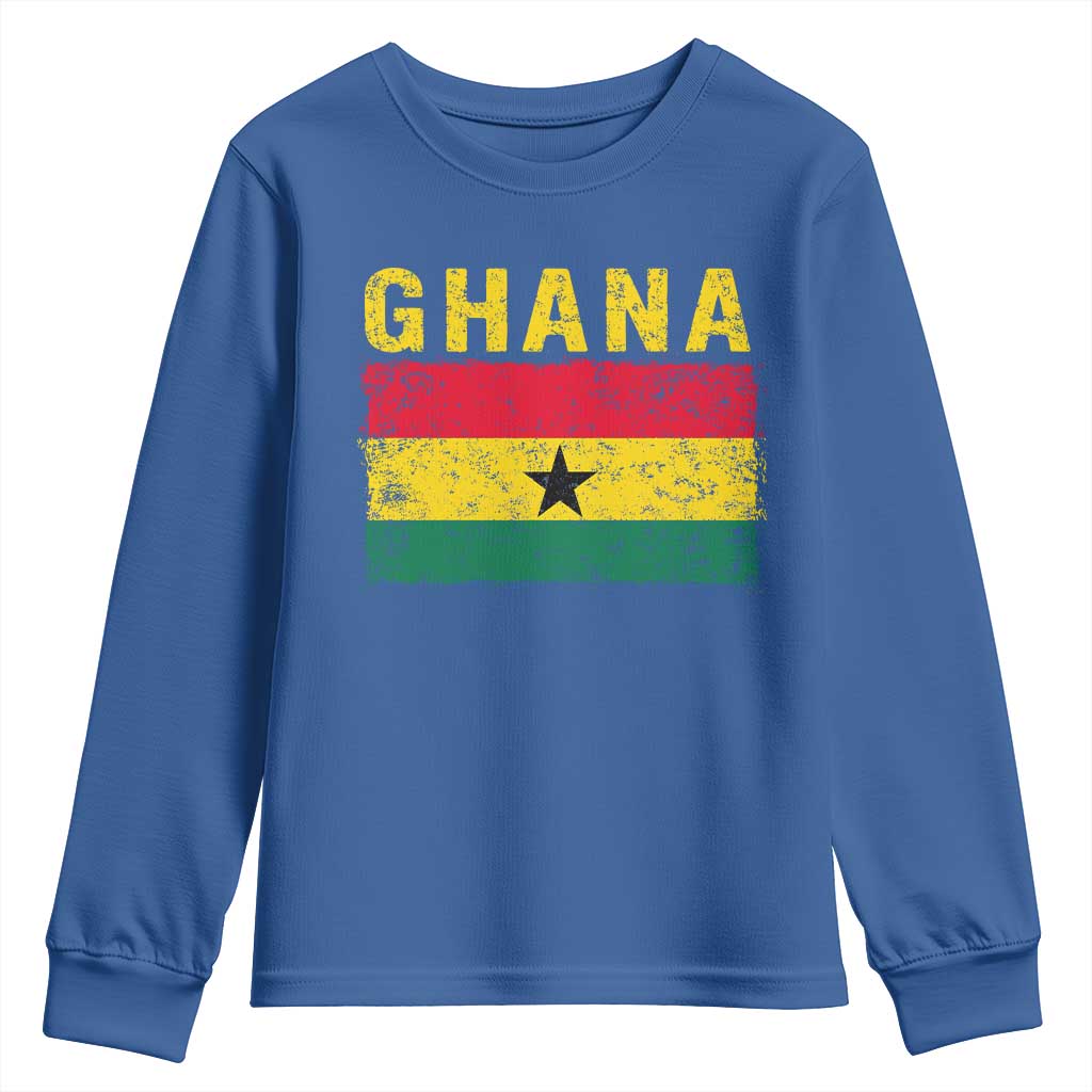 Vintage Ghana Flag Distressed Design Youth Sweatshirt Proud Ghanaian Heritage African Pride