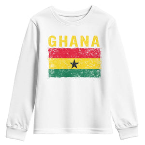 Vintage Ghana Flag Distressed Design Youth Sweatshirt Proud Ghanaian Heritage African Pride