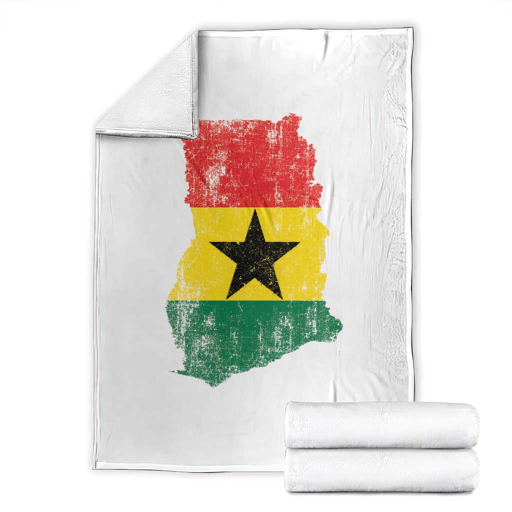 Vintage Ghana Map Flag Throw Blanket Distressed Proud Ghanaian Heritage African Pride