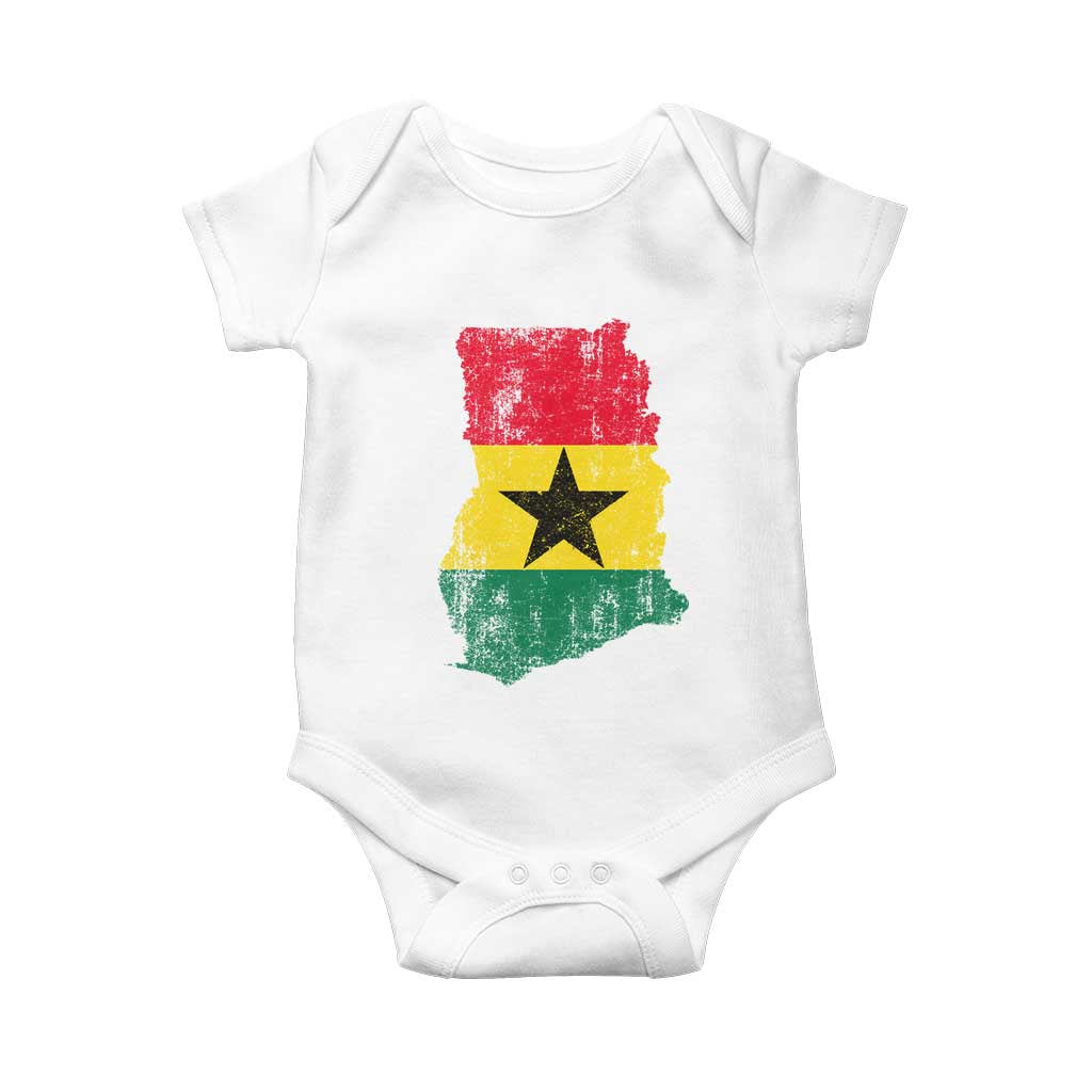 Vintage Ghana Map Flag Baby Onesie Distressed Proud Ghanaian Heritage African Pride TS10 White Print Your Wear